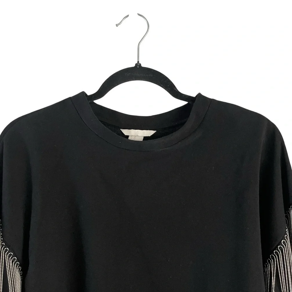 H&M Women Metallic Fringe Sweater Size XS